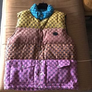 Used Gucci multi color puffy vest size 46